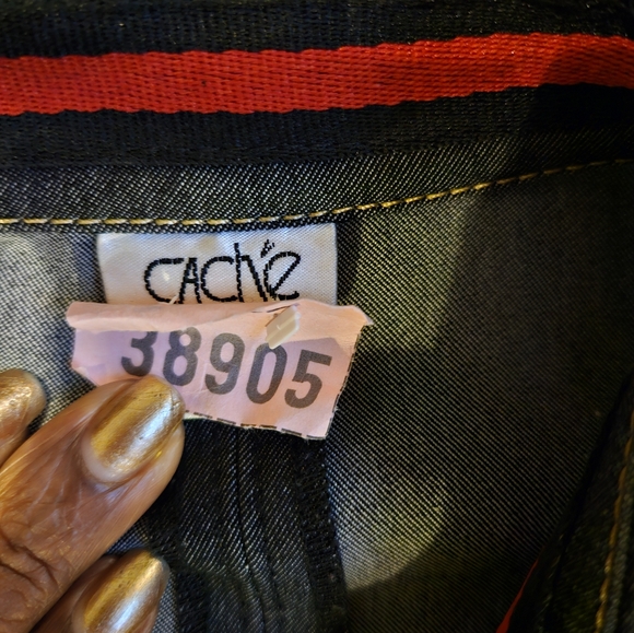 EUC Cache Black Raw Denim Button Front A-line Dress, 8 - Picture 4 of 11